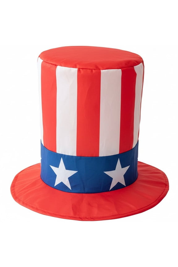 USA Flag Pattern Top Hat Uncle Sam Hat Independence Day Headwear for Festival Carnival Halloween Fancy Dress Accessory