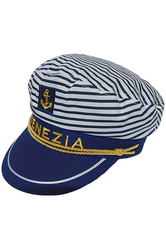 Unisex Navy Cap Captain Hat Striped Navy Hat Sailor Burning Man Party Cap For Men Woman Party,Outdoor