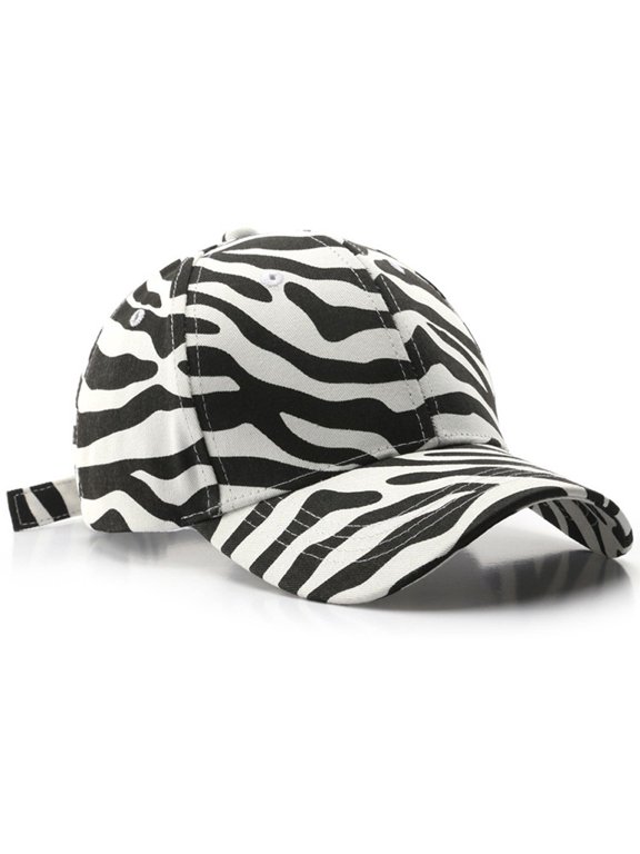 Unisex Zebra Print Baseball Cap Hip Hop Cap Animal Print Sun Hat Adjustable Cap