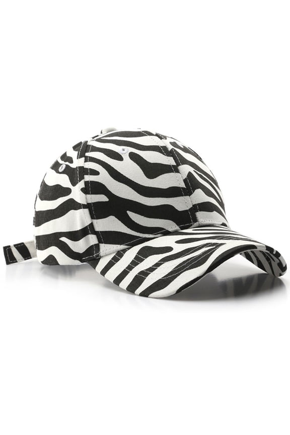 Unisex Zebra Print Baseball Cap Hip Hop Cap Animal Print Sun Hat Adjustable Cap