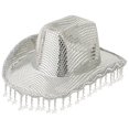 thumbnail image 1 of Vjnyvs Western Cowboy Hat, Sequined Star Tassel Cowboy Hat, Wide Brim Western Bling Headgear Stylish Party Accessory for Women Theme Party Cap, 1 of 7