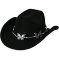 thumbnail image 1 of Vjnyvs Western Cowboy Hat for Men Women Wide Brim Felt Fedora Cowboy Hats with Rhinestone Cowboy Party Decorations, 1 of 7