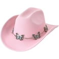 thumbnail image 1 of Vjnyvs Western Cowboy Hat for Men Women Wide Brim Felt Fedora Cowboy Hats with Rhinestone Cowboy Party Decorations, 1 of 7