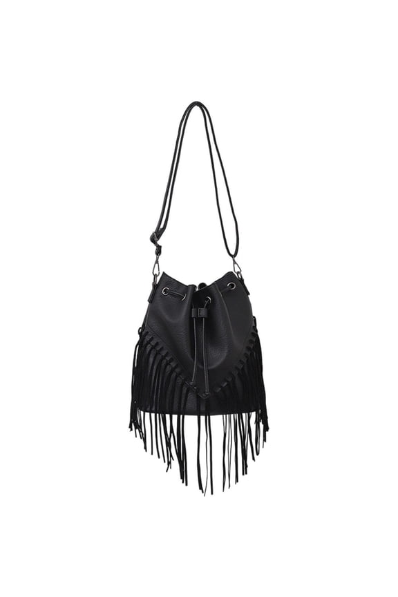 Women'S PU Leather Bag Hobo Fringe Crossbody Bag Tassel Shoulder Bags Vintage Small Handbag Handcrafted Tassel Bucket For Autumn Winter Daily