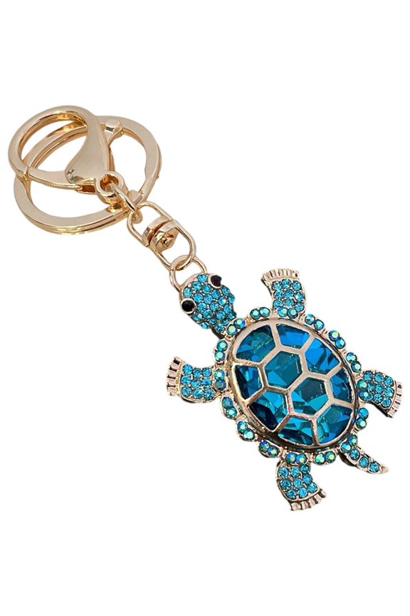 Women's Crystal Rhinestone Sea Turtle Keychain Bling Car Key Ring Bag Backpack Charm