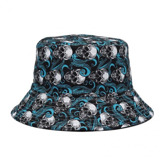 Vjnyvs Women's Graffiti Bucket Hat Summer Skull Fisherman Hats Outdoor Foldable Bob Fisherman Hat Sun Hat