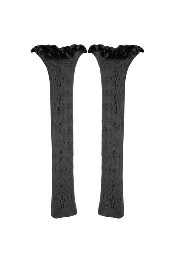 Women's Lace Ruffle Knee High Socks Sheer Fishnet Tube Socks Vintage Lolita Fashion Socks