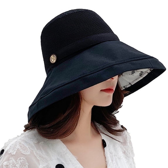 Vjnyvs Womens Sun Hat Double-layer Floral Wide Brim Bucket Hat Outdoor UV Protection Summer Mesh Sunhat Foldable Beach Dome Hat