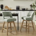 thumbnail image 1 of Usaint 27" 360° Swivel Counter Height Bar Stools Set of 2, Upholstered with Backrest and Sturdy Rubberwood Legs for Kitchen Island, Breakfast Bar,Green, 1 of 12