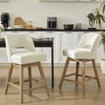 thumbnail image 1 of Usaint 27" 360° Swivel Counter Height Bar Stools Set of 2, Upholstered with Backrest and Sturdy Rubberwood Legs for Kitchen Island, Breakfast Bar,Beige, 1 of 12