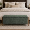 thumbnail image 1 of Vknow Furniture Chenille Storage Bench with Solid Wood Legs and Hinged Lid for Bedroom Entryway and Living Room,Green, 1 of 9