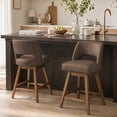 thumbnail image 1 of Usaint Distressed Faux Leather Swivel Bar Stools Set of 2 Cutout Backrest Solid Wood Legs for Kitchen Island Counter Chairs,Dark Brown, 1 of 10