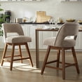thumbnail image 1 of Usaint Distressed Faux Leather Swivel Bar Stools Set of 2 Cutout Backrest Solid Wood Legs for Kitchen Island Counter Chairs,Taupe, 1 of 11