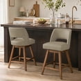thumbnail image 1 of Usaint Distressed Faux Leather Swivel Bar Stools Set of 2 Cutout Backrest Solid Wood Legs for Kitchen Island Counter Chairs,Taupe, 1 of 10