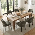 thumbnail image 1 of Vknow Furniture Durable Polyester Dining Chairs Set of 6 with Cutout Back and Wood Legs for Dining Room Kitchen,Green, 1 of 5