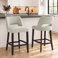 thumbnail image 1 of VKNOW Mid-Century Counter Height Bar Stools Set of 2 Upholstered Kitchen Bar Stools with Wood Legs and Ergonomic Backrest for Kitchen Island Dining Room Home Bar,Light Gray, 1 of 9