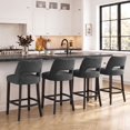 thumbnail image 1 of VKNOW Mid-Century Counter Height Bar Stools Set of 4 Upholstered Kitchen Bar Stools with Wood Legs and Ergonomic Backrest for Kitchen Island Dining Room Pub Cafe,Dark Gray, 1 of 9