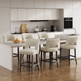 thumbnail image 1 of VKNOW Mid-Century Counter Height Bar Stools Set of 6 with Solid Wood Legs and Ergonomic Backrest for Kitchen Island and Dining Room,Beige, 1 of 9