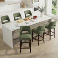 thumbnail image 1 of VKNOW Modern Curved Back 6-Piece Counter Height Bar Stools, Upholstered Kitchen Bar Stools with Footrest for Kitchen Island and Dining Room,Green, 1 of 11