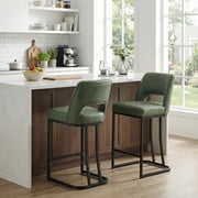 Usaint Modern C-Shaped Counter Stools Set of 2 Ergonomic Kitchen Bar Stools for Kitchen Island, Counter, Home, Green