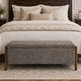 thumbnail image 1 of VKNOW Chenille Storage Bench with Solid Wood Legs and Hinged Lid for Bedroom Entryway and Living Room,Brown, 1 of 14