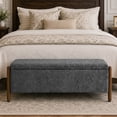 thumbnail image 1 of VKNOW Chenille Storage Bench with Solid Wood Legs and Hinged Lid for Bedroom Entryway and Living Room,Charcoal, 1 of 12