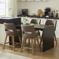 thumbnail image 1 of Vknow Furniture 27" 360° Swivel Counter Height Bar Stools Set of 4, Upholstered with Backrest and Sturdy Rubberwood Legs for Kitchen Island, Breakfast Bar,Brown, 1 of 10