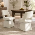 thumbnail image 1 of Usaint 360‑Degree Swivel Chenille Dining Chair Set of 2, Hollow‑Out Curved‑Back Upholstered Accent Chair for Dining Rooms, Living Rooms, Reading Nooks, Beige, 1 of 10