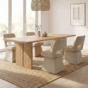 Usaint 360 Degree Swivel Chenille Dining Chair Set of 4, Hollow Out Curved Back Upholstered Accent Chair for Dining Rooms, Living Rooms, Reading Nooks, Khaki