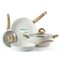 thumbnail image 1 of Vkoocy 6pcs Nonstick Ceramic Cookware Set, Non Stick Pots and Pans Set White Granite pattern, 1 of 9