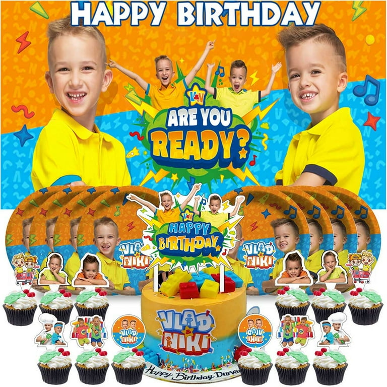 Vlad and Niki Birthday Plates Supplies Decorations Decor Backdrop