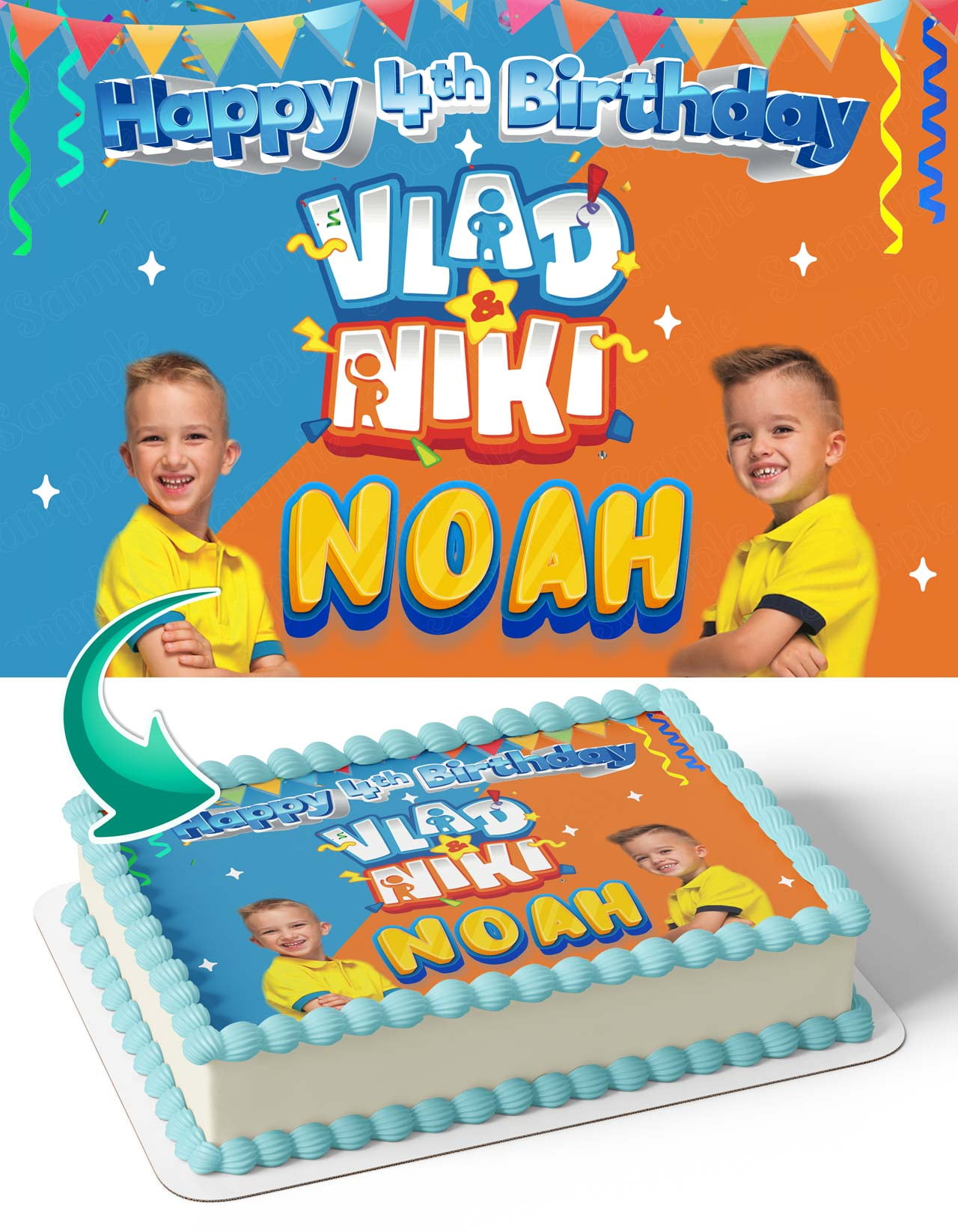 Vlad and Niki Youtuber Kids Edible Image Cake Topper Personalized