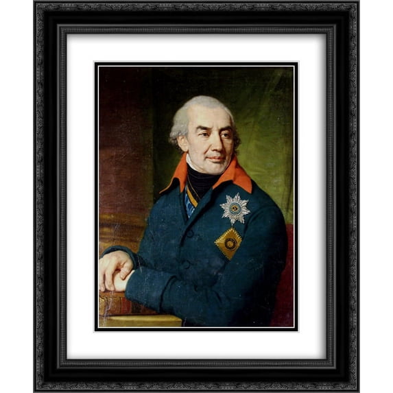 Vladimir Borovikovsky 2x Matted 20x24 Black Ornate Framed Art Print 'Portrait of Prince G S Volkonsky'