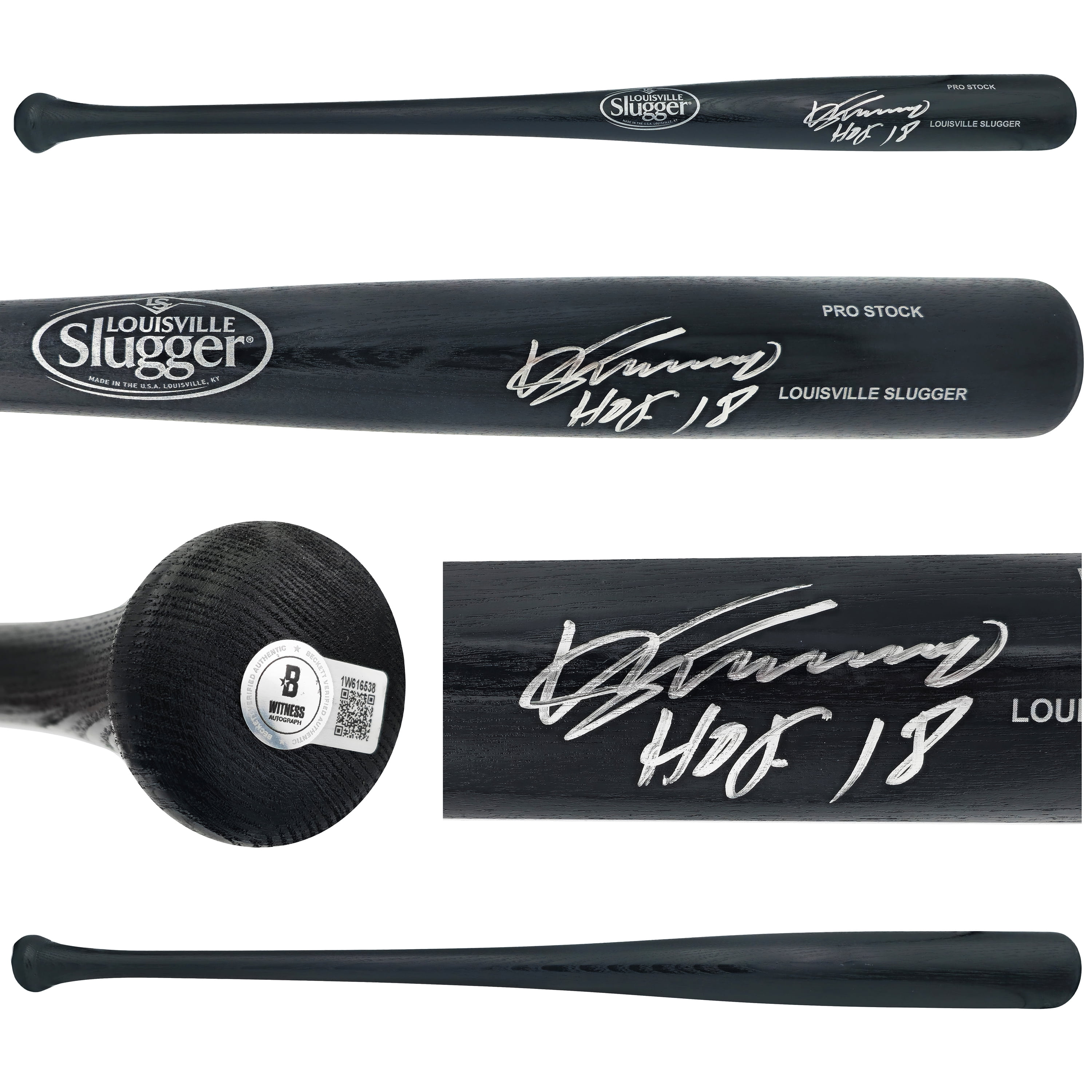 Vladimir Guerrero Sr. Autographed Black Louisville Slugger Baseball Bat Anaheim Angels "HOF 18" Beckett BAS Witness 229987