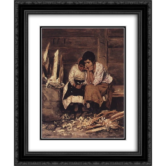 Vladimir Makovsky 2x Matted 20x24 Black Ornate Framed Art Print 'Over the chips'