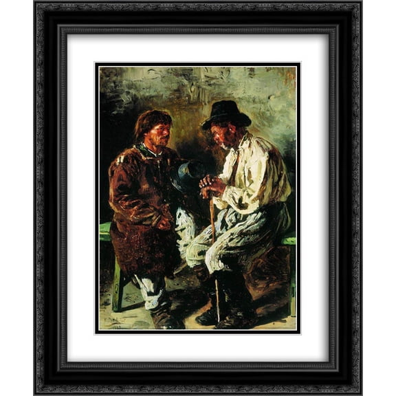 Vladimir Makovsky 2x Matted 20x24 Black Ornate Framed Art Print 'Two ukrainians'