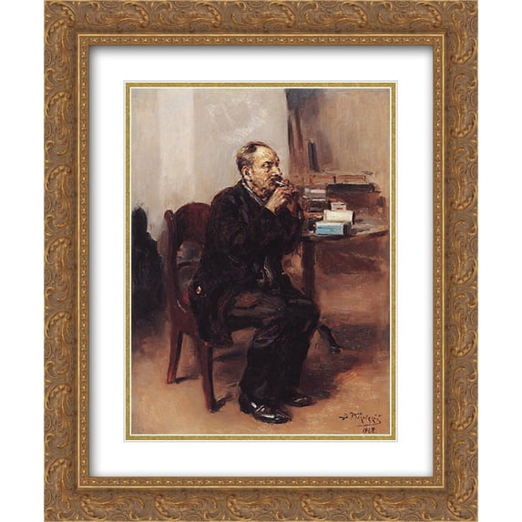 Vladimir Makovsky 2x Matted 20x24 Gold Ornate Framed Art Print 'Tobacco taster'