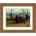 thumbnail image 1 of Vladimir Makovsky 2x Matted 24x20 Gold Ornate Framed Art Print 'At the Boulevard', 1 of 2