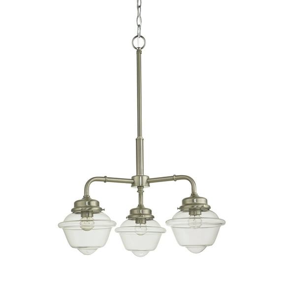 Warehouse of Tiffany Vladimir Satin Nickel 3-Light Chandelier with Glass Shade