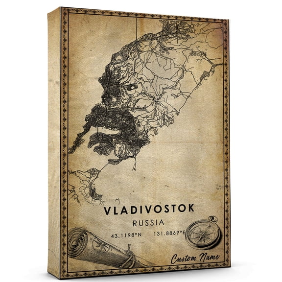 Vladivostok Map Poster, Russia Map Art Poster, Canvas, Vladivostok Map City vintage Poster, Street Map Artwork Poster, Vladivostok Map Canvas - 89AZ1119