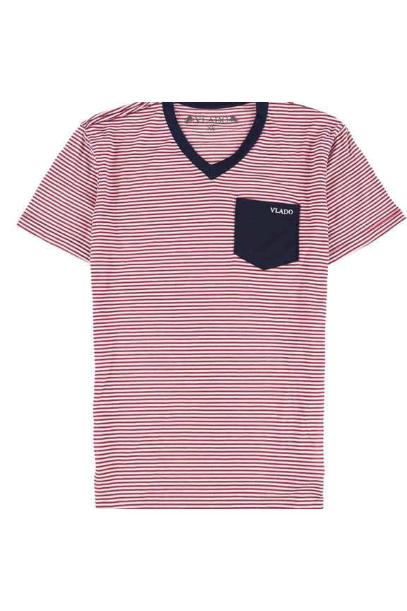 Mens Striped Basic T-Shirt, Red, Small