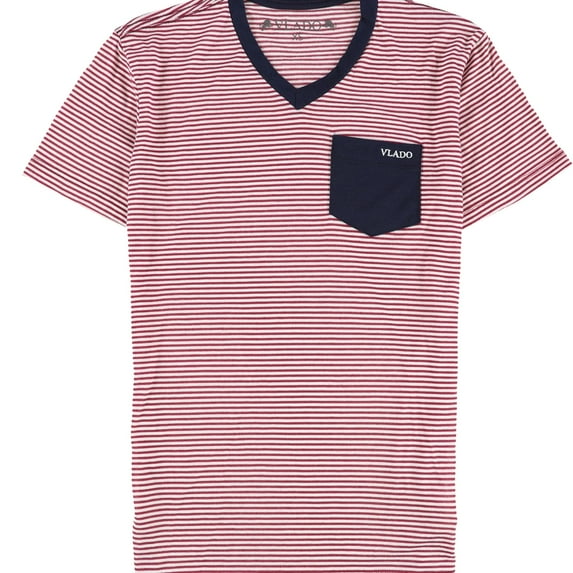 Vlado Mens Striped Basic T-Shirt, Red, Small