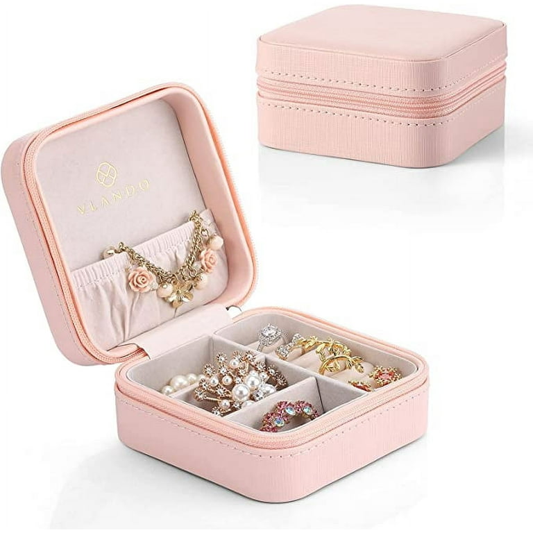Vlando City Beauty Medium Jewellery Organizer Box, Faux Leather Jewelry  Organizer Gift for Women (pink) : : Fashion