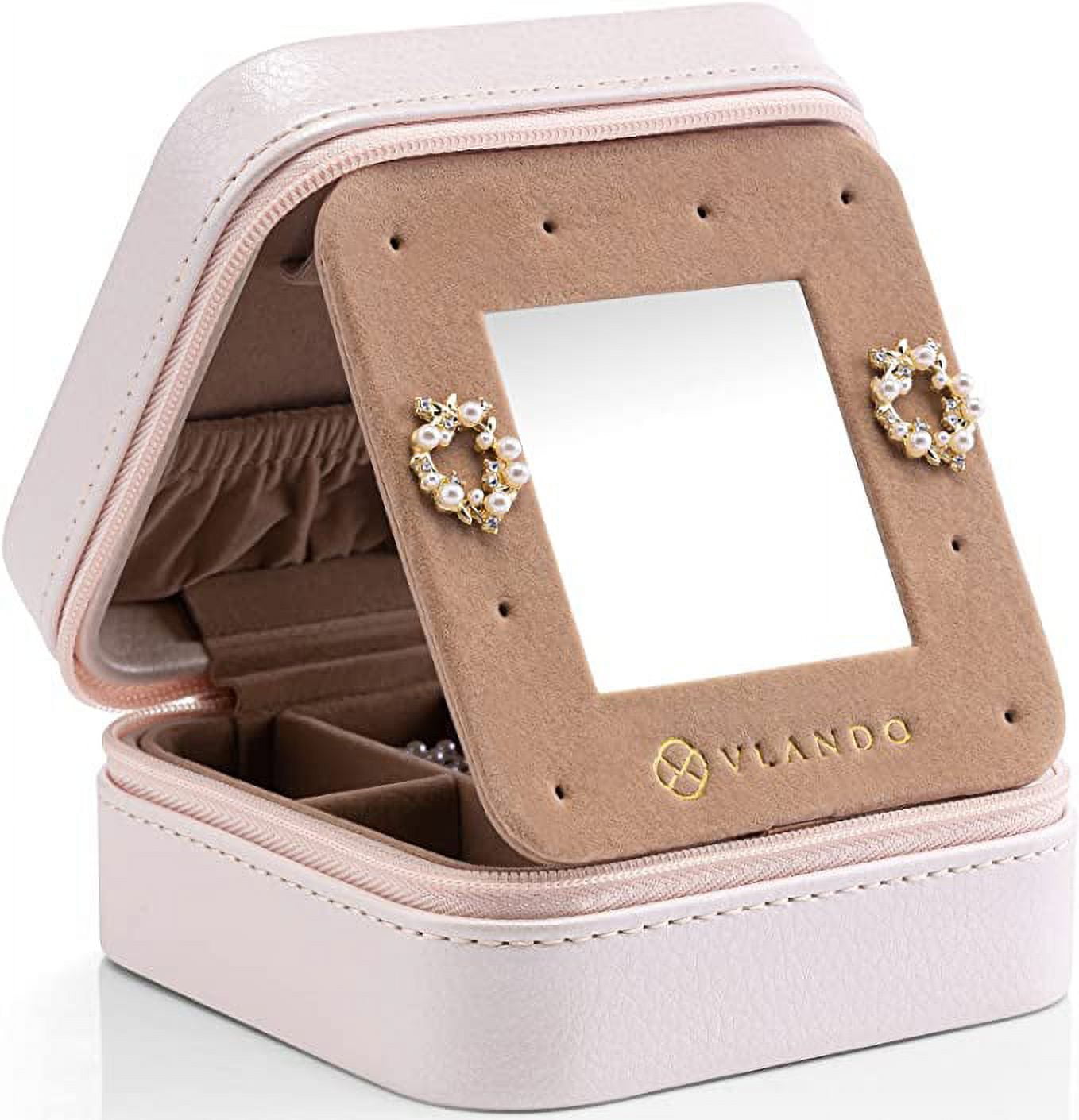 Vlando Travel Jewelry Organizer Box, Small Portable Jewelry Case for