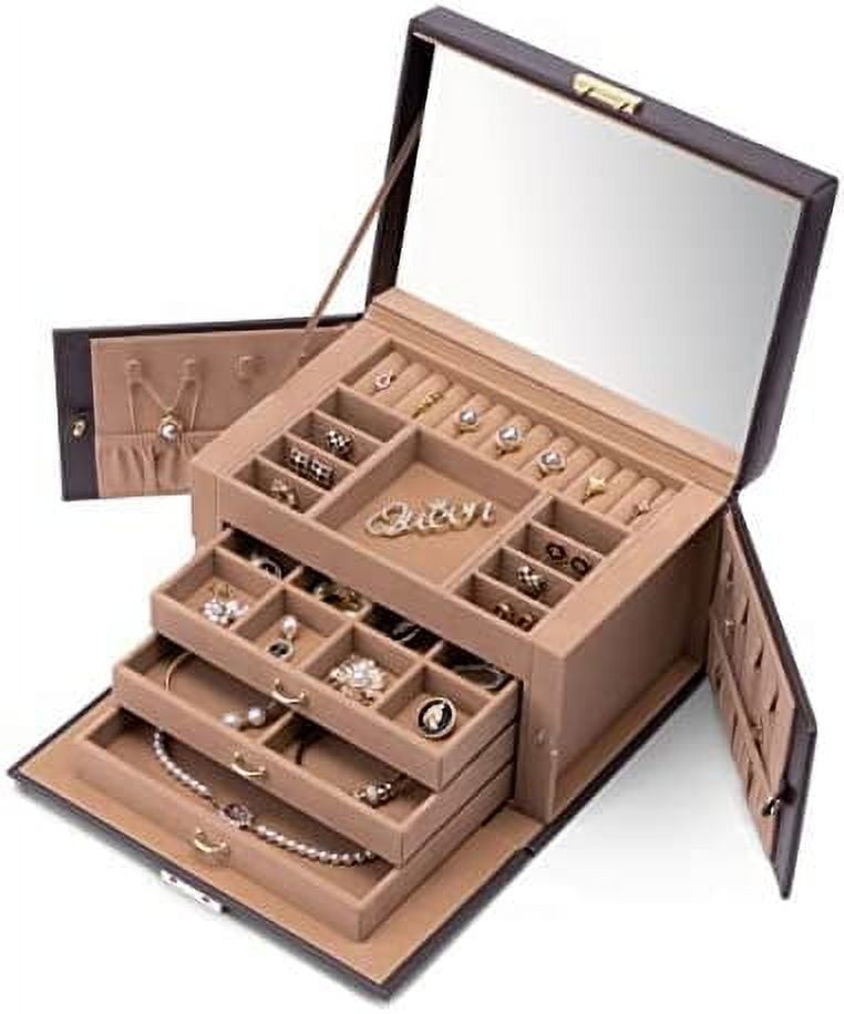 Vlando Large Jewelry Box Storage Organizer with 5 Big Drawers