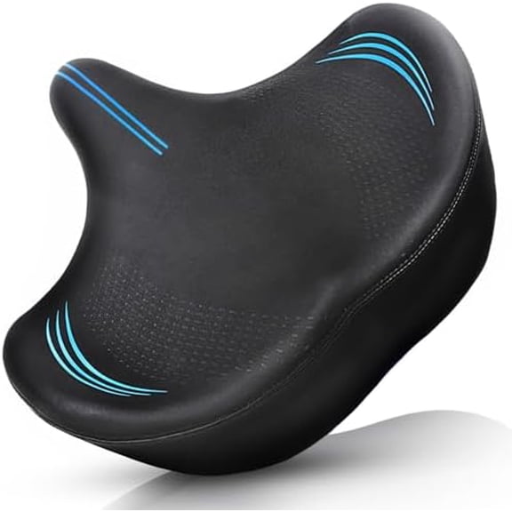Vlantor Oversized Bike Seat for Men & Women Comfort, Extra Wide Bicycle Seat Cushion, Wing Shape Padded, Large Replacement Saddle for Peloton, Stationary Exercise Bike, Ebike, Cruiser, City Bike
