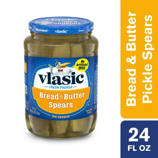 Vlasic Bread & Butter Pickles, Sweet Pickle Spears, 24 fl oz Jar