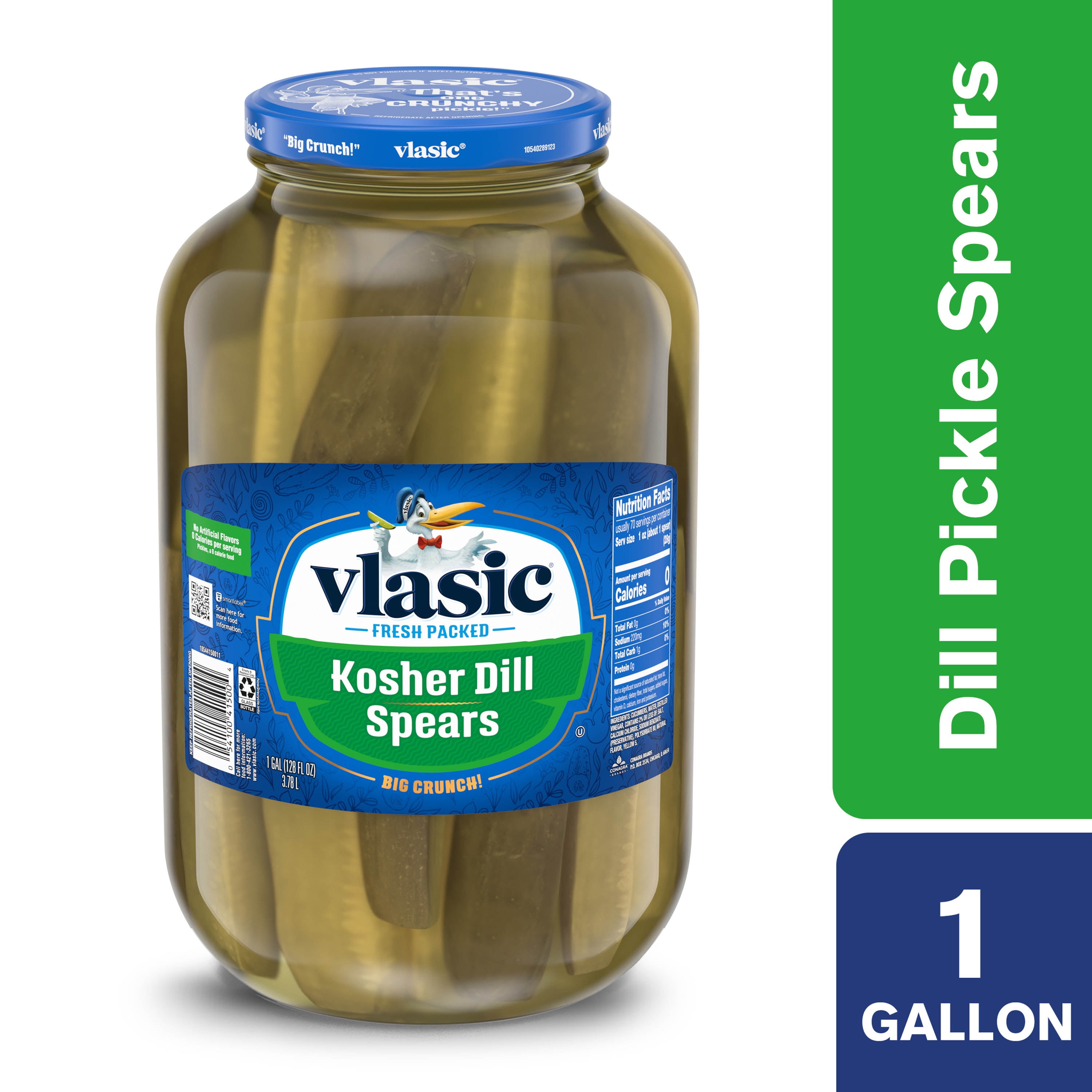 Vlasic Kosher Dill Pickle Spears, Keto Friendly, 1 GAL