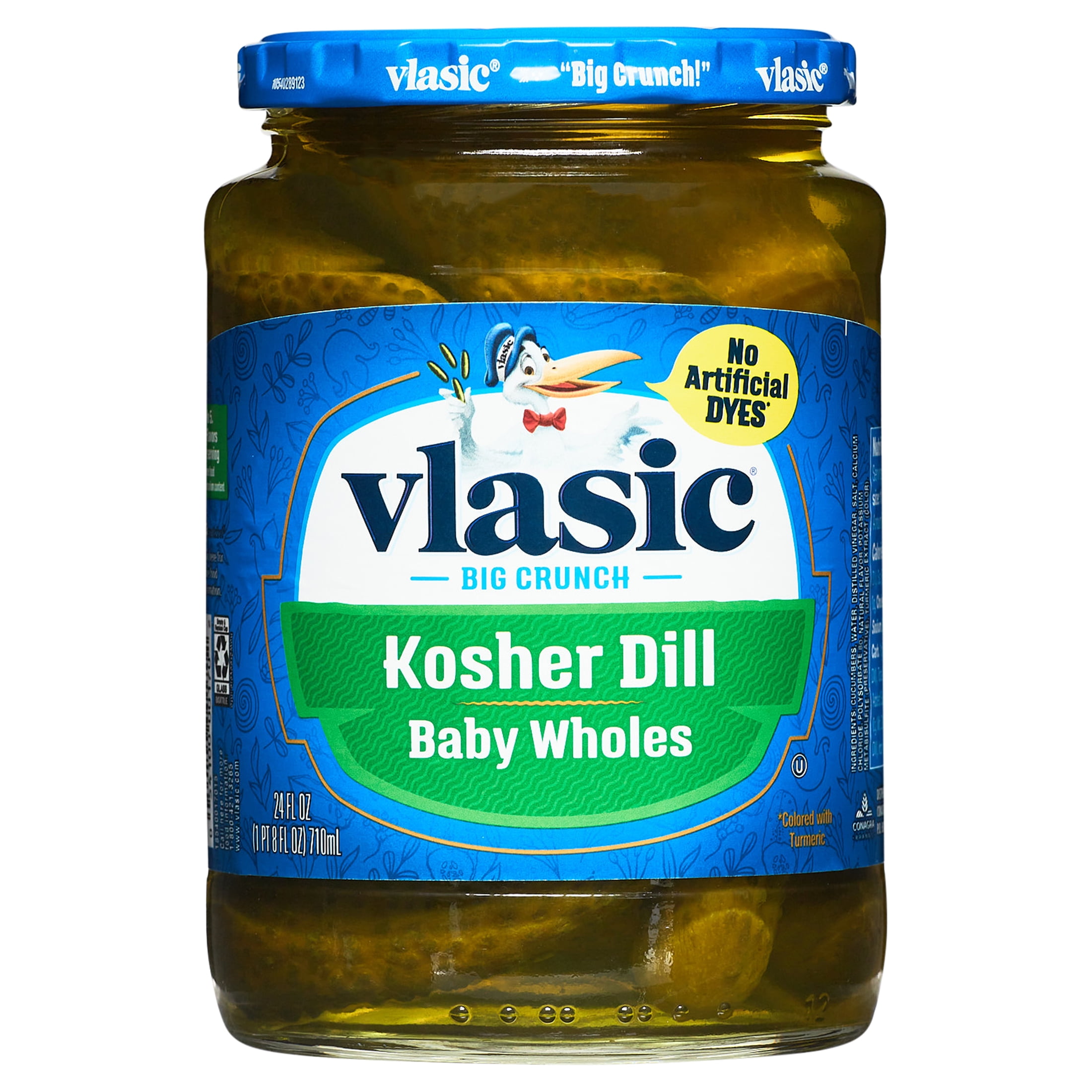 (3 pack) Vlasic Kosher Dill Pickles, Dill Baby Whole Pickles, 24 Oz Jar
