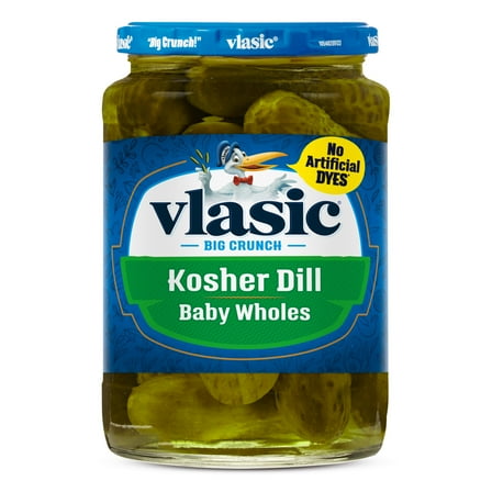 Vlasic Kosher Dill Baby Whole Pickles, Keto Friendly, 24 fl. oz.